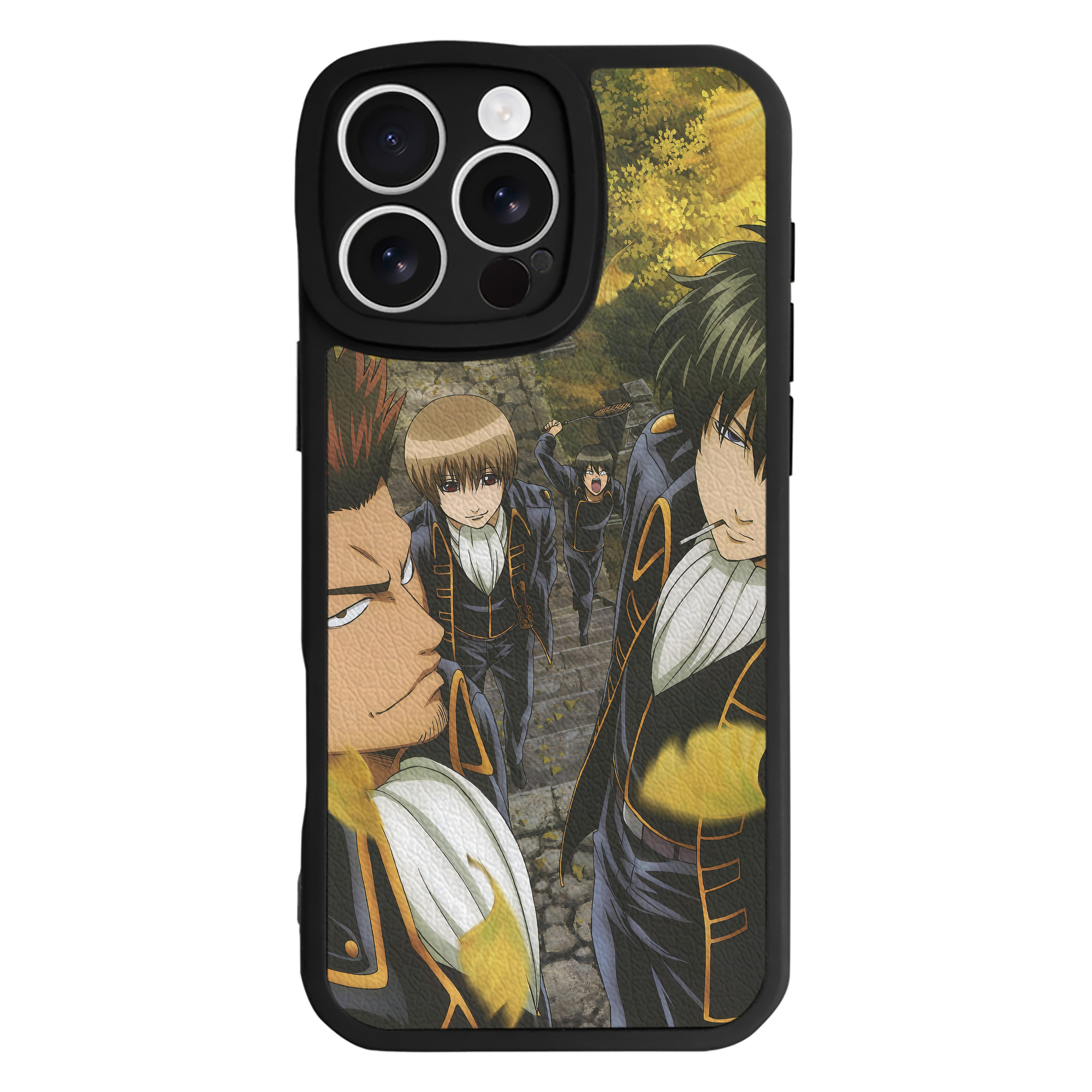 （画像用） ぎんたま 坂田銀時（さかたぎんとき） 神楽 志村新八（しむら しんぱち） GINTAMA Sakata Gintoki Kagura Shimura Shinpachi 【iPhone 16シリーズ対応】シリコンスマホケース（レザー調） 材質：シリコン